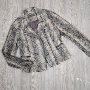 Blank NYC Womens Small Snake Print Moto Jacket Asymmetrical Front Zip Stretch